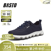 BASTO 百思图 2024夏季时尚简约布鞋厚底男休闲鞋DERT2BM4 蓝色 38