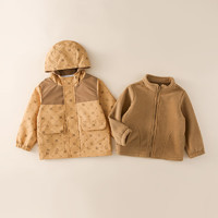 棉花堂（cottontown）棉花堂儿童外套保暖梭织二合一套宽松高级感童装上衣 咖色 120cm
