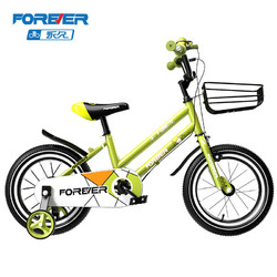 FOREVER 永久 儿童自行车儿童4-6-10岁 18寸荧光绿 荧光绿+脚撑 18寸身高（120-145cm）