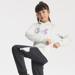 安德玛（Under Armour）男女童连帽卫衣2024年春季儿童LOGO印花卫衣大小童上衣童装 灰色 150cm