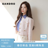 SANDRO【新年胶囊系列】2024早春女装粉色针织外套SFPVE00979 602/浅粉色 34