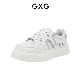GXG板鞋男鞋运动鞋潮流休闲厚底小白鞋男复古滑板鞋低帮鞋 白色 38