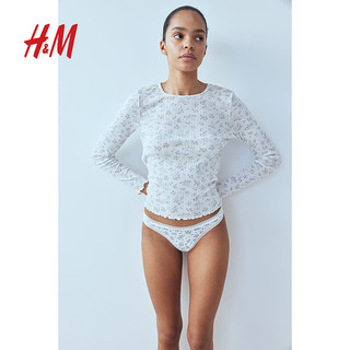 H&M2024春季女士舒适柔软三角裤汗布Brazilian内裤1190325 海军蓝/花卉 170/115