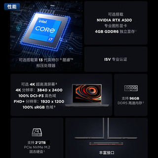 联想（Lenovo）P16v酷睿CAD设计师三维建模渲染移动工作站笔记本电脑 i9-13900H 64G 2T RTX2000Ada 8G 4K屏  i9-13900H RTX2000 Ada 4K屏幕