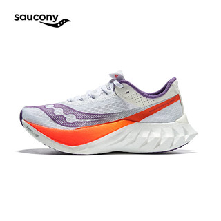 Saucony索康尼啡鹏4碳板竞速跑鞋女马拉松缓震回弹跑步鞋运动鞋白紫40