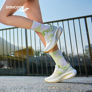 Saucony索康尼SURGE澎湃3 SU缓震回弹跑步鞋女慢跑训练运动鞋白绿35.5