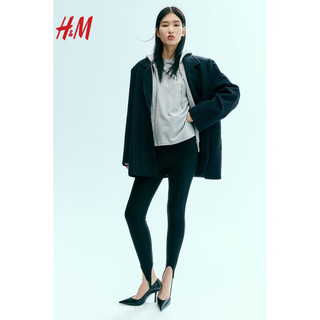 H&M 女装T恤2024春季简约休闲时尚圆领短袖上衣内搭0963662 混浅灰色097 165/96A