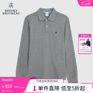 布克兄弟（BrooksBrothers）男士春秋简约纯色棉质珠地网眼长袖POLO衫 0007-灰色 L