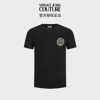 范思哲Versace Jeans Couture男装24春夏男士V字徽章印花短袖T恤 黑色 L L(185/96B) BLACK-G89黑色