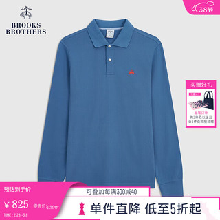 Brooks Brothers BrooksBrothers）男士春秋简约纯色棉质珠地网眼长袖POLO衫 4004-蓝色 XL