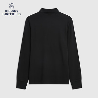 布克兄弟（BrooksBrothers）男士春秋简约纯色棉质珠地网眼长袖POLO衫 0004-黑色 M