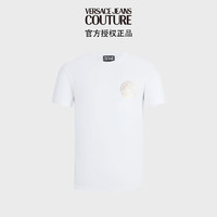 范思哲Versace Jeans Couture男装24春夏男士V字徽章印花短袖T恤白色XXL XXL(190/104B) WHITE-G03白色