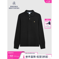 布克兄弟（BrooksBrothers）男士春秋简约纯色棉质珠地网眼长袖POLO衫 0004-黑色 2XL