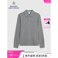 布克兄弟（BrooksBrothers）男士春秋简约纯色棉质珠地网眼长袖POLO衫 0007-灰色 2XL