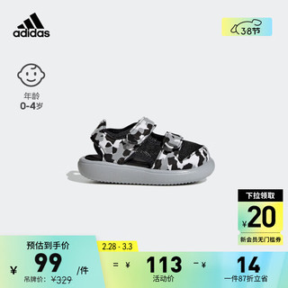 adidas 阿迪达斯 轻运动WATER SANDAL男婴童休闲速干魔术贴包头凉鞋 黑/白 23(130mm)