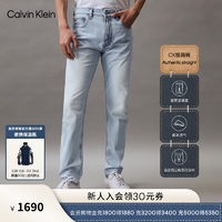 Calvin Klein【CK极简裤】Jeans24春夏男士纯棉浅色水洗直筒牛仔裤J325412 1AA-牛仔浅蓝 31