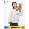 Gap 盖璞 女童春季2024LOGO撞色V领大G开衫儿童装891984洋气上衣 白色 140cm(M)亚洲尺码