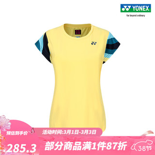 YONEX/尤尼克斯 20754EX 24SS大赛系列 澳网大赛女款 透气运动T恤yy 柔黄色 XO