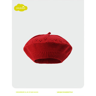 moimoln小云朵童装2024年春季女童时尚贝雷帽儿童帽子红色 红色 50