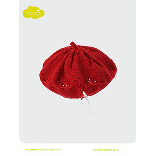 moimoln小云朵童装2024年春季女童时尚贝雷帽儿童帽子红色 红色 50