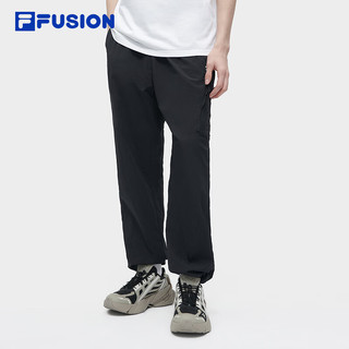 FILA FUSION斐乐潮牌梭织长裤男2024春季基础时尚直口休闲裤 正黑色-BK 160/72A/XS