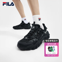 FILA 斐乐 男鞋老爹鞋复古运动鞋2024夏季猫爪鞋5代休闲鞋 黑-BK