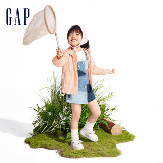 Gap女幼童2024春季新款轻薄遮阳logo连帽外套儿童装890351 橙色 90cm(1-2岁) 亚洲尺码