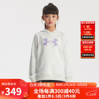 安德玛（Under Armour）男女童连帽卫衣2024年春季儿童LOGO印花卫衣大小童上衣童装 灰色 140cm