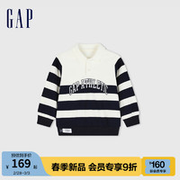 Gap男幼童春季2024LOGO撞色翻领卫衣儿童装洋气上衣891597 蓝白撞色 110cm(4-5岁) 亚洲尺码