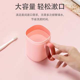 茶花（CHAHUA）漱口杯带把手塑料洗漱杯儿童刷牙杯口杯 蓝灰色【2只装】 450ml 可拆卸把手