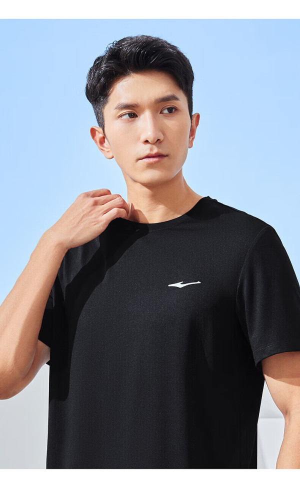 鸿星尔克t恤男子2024春夏冰感跑步运动上衣速干衣短袖男士t恤云灰色