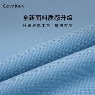 Calvin Klein【不晒系列防晒】Jeans24春夏男士镶边宽松凉感POLO衫J326335 CEZ-湖泊蓝 XL