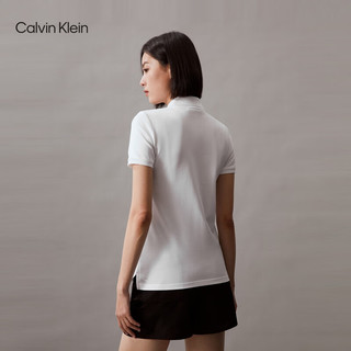 Calvin Klein Jeans24春夏女士休闲简约印花通勤修身短袖POLO衫J223493 YAF-月光白 L