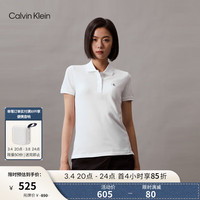 Calvin Klein Jeans24春夏女士休闲简约印花通勤修身短袖POLO衫J223493 YAF-月光白 L