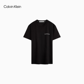 卡尔文·克莱恩 Calvin Klein Jeans24春夏男士休闲通勤撞色字母纯棉净色短袖T恤J324671 BEH-太空黑 XXL