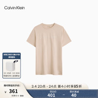 Calvin Klein Jeans24春夏男士休闲通勤简约字母纯棉圆领短袖T恤40BC812 PF0-卡其色 M