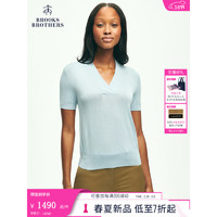 布克兄弟（BrooksBrothers）女士24早春桑蚕丝轻弹力薄针织衫 4000-浅蓝色 L