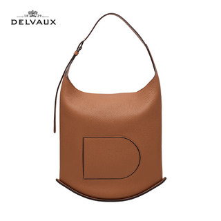 Delvaux24春夏女包女士手提包单肩腋下包Pin Hobo GM包包 暖棕色