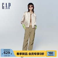 Gap女装春季2024新款复古宽松棒球服夹克时尚洋气搭配外套874491 金箔色 175/96A(XXL) 亚洲尺码