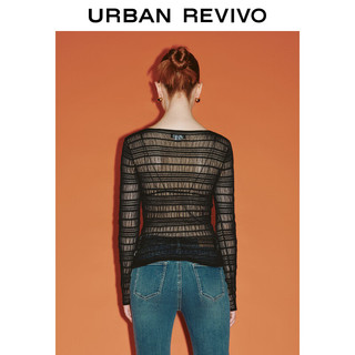 URBAN REVIVO UR2024春季女装性感辣妹风微透肌理感修身针织衫UWG940056 正黑 S