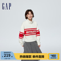 Gap 盖璞 女装春季2024LOGO撞色半拉链套头卫衣405064宽松运动上衣 白红撞色 165/84A(M) 亚洲尺码