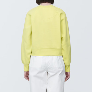 无印良品（MUJI）女式 紧密织 运动衫 女士女款  卫衣 圆领短款春季 浅黄色 L （165/88A）