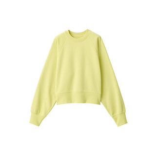 无印良品（MUJI）女式 紧密织 运动衫 女士女款  卫衣 圆领短款春季 浅黄色 L （165/88A）