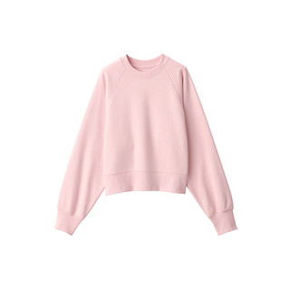 无印良品（MUJI）女式 紧密织 运动衫 女士女款  卫衣 圆领短款春季 浅粉红色 S （155/80A）