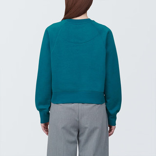 无印良品（MUJI）女式 紧密织 运动衫 女士女款  卫衣 圆领短款春季 深绿色 XXL（ 170/96A）