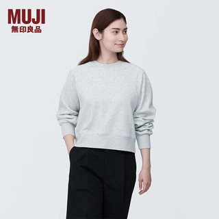 无印良品（MUJI）女式 紧密织 运动衫 女士女款  卫衣 圆领短款春季 浅灰色 XXL（ 170/96A）