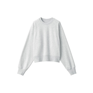 无印良品（MUJI）女式 紧密织 运动衫 女士女款  卫衣 圆领短款春季 浅灰色 XXL（ 170/96A）