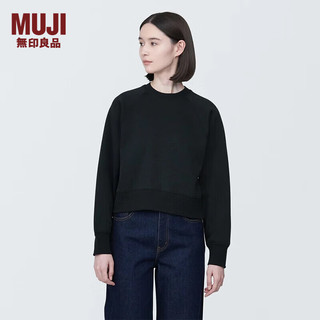 无印良品（MUJI）女式 紧密织 运动衫 女士女款  卫衣 圆领短款春季 黑色 M（ 160/84A）