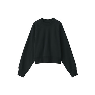 无印良品（MUJI）女式 紧密织 运动衫 女士女款  卫衣 圆领短款春季 黑色 XXL（ 170/96A）