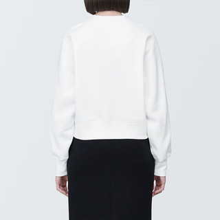 无印良品（MUJI）女式 紧密织 运动衫 女士女款  卫衣 圆领短款春季 白色 L （165/88A）